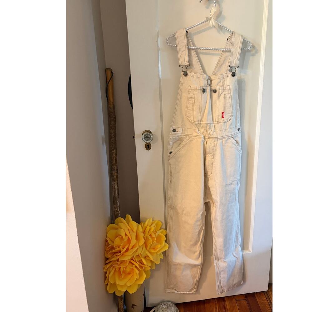 Free People Denimist Overalls Ivory Slouchy Harem Size SM